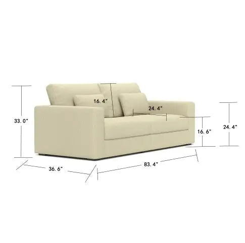 83 Modern Sofa Couches For Living Room 3 Seater Sofa With Detachable Cover Double Cushioning,Natural